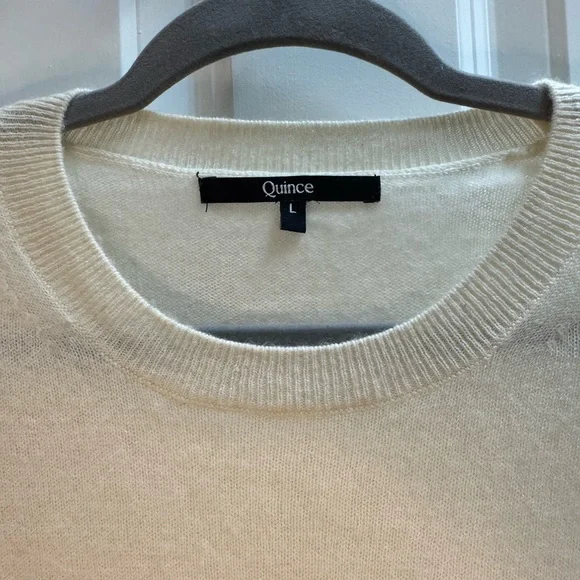 Quince Cashmere Cream Short Sleeve Sweater - Picture 2 of 6